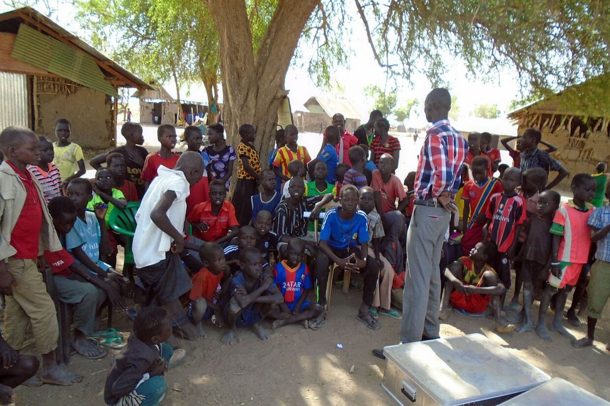 Mercy Corps built temporary learning spaces and distributed supply kits to help teachers hold makeshift classes for displaced children in South Sudan. Ensuring kids can continue their education despite conflict is critical for their future.