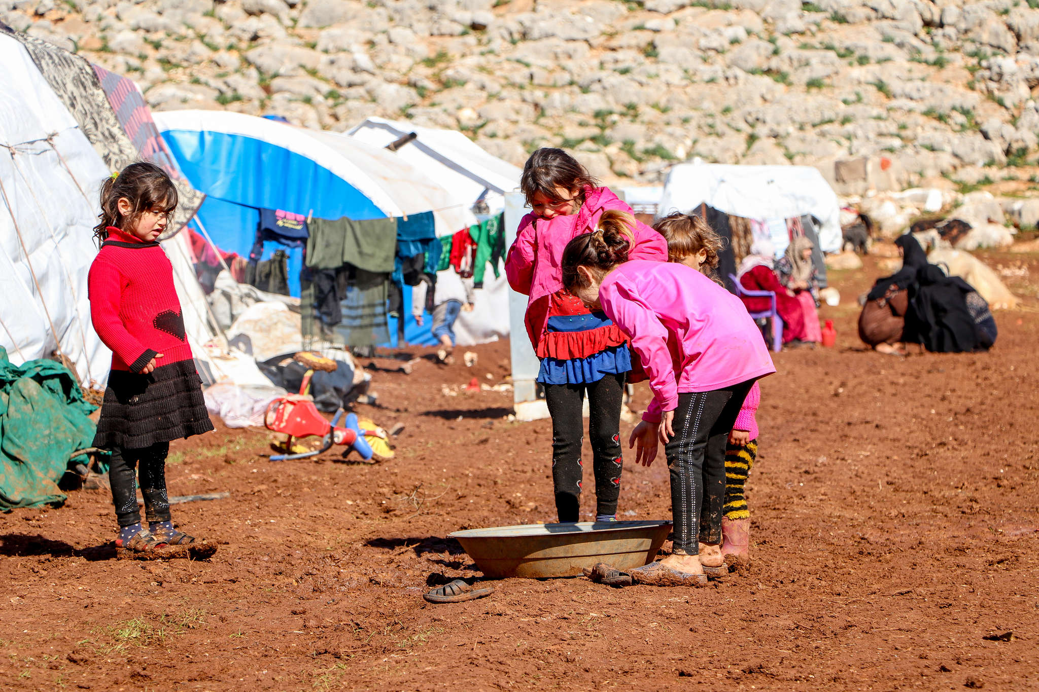 Syrian children in a refugee camp.