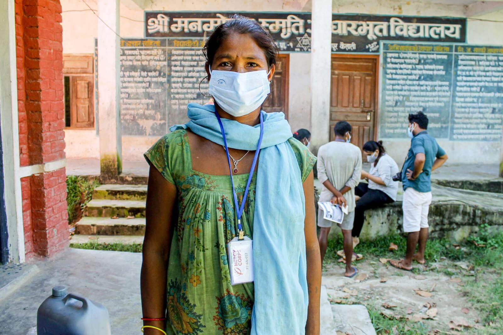 A Nepalese woman wearing a face mask