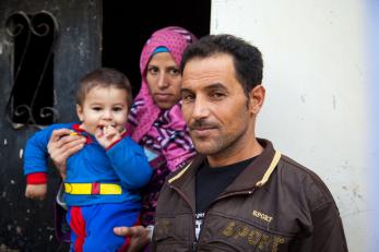 A man, woman and young child in jordan
