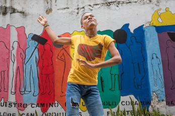 Miguel angulo parra, 20, dances the mapalé, an afro-colombian style of dance that was brought over by slaves, and represents fishermen after a long day of work.