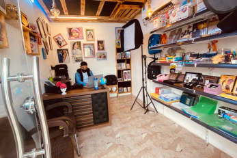 The inside of a photography studio business.