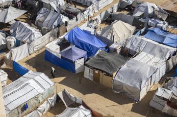 View from above of a refugee camp in gaza.