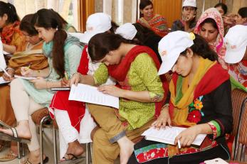 Women in Pakistan in a meeting