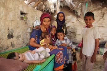 family in yemen in their home