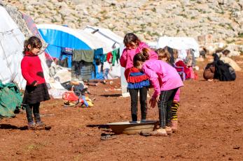 Syrian children in a refugee camp.