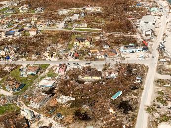 An aerial view of the damage from hurricane dorian in the bahamas