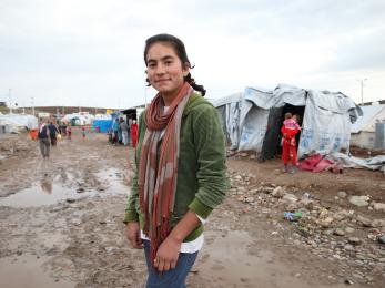 Young woman in kawergosk refugee camp.