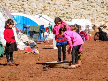 Syrian children in a refugee camp.