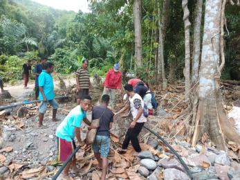 The indonesia response team (irt) responding to the seroja tropical cyclone on adonara island, which struck on april 4.